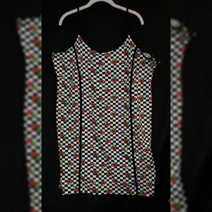 Checkered Cherry Print Women's Dress.